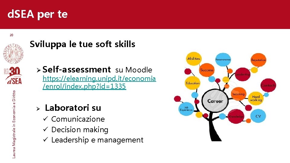 d. SEA per te 20 Laurea Magistrale in Economia e Diritto Sviluppa le tue