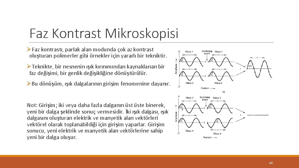 Faz Kontrast Mikroskopisi ØFaz kontrastı, parlak alan modunda çok az kontrast oluşturan polimerler gibi Faz Kontrast Mikroskopisi ØFaz kontrastı, parlak alan modunda çok az kontrast oluşturan polimerler gibi