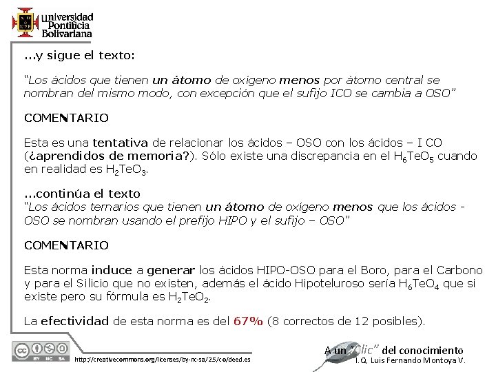 . . . y sigue el texto: “Los ácidos que tienen un átomo de