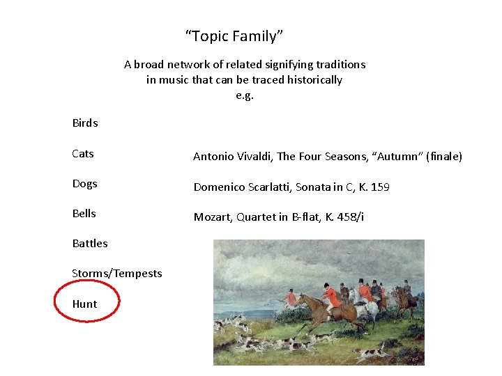 “Topic Family” A broad network of related signifying traditions in music that can be