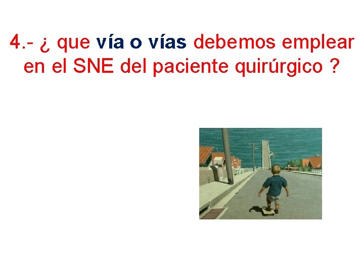 4. - ¿ que vía o vías debemos emplear en el SNE del paciente