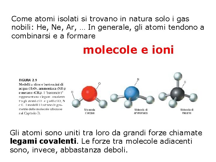 Come atomi isolati si trovano in natura solo i gas nobili: He, Ne, Ar,