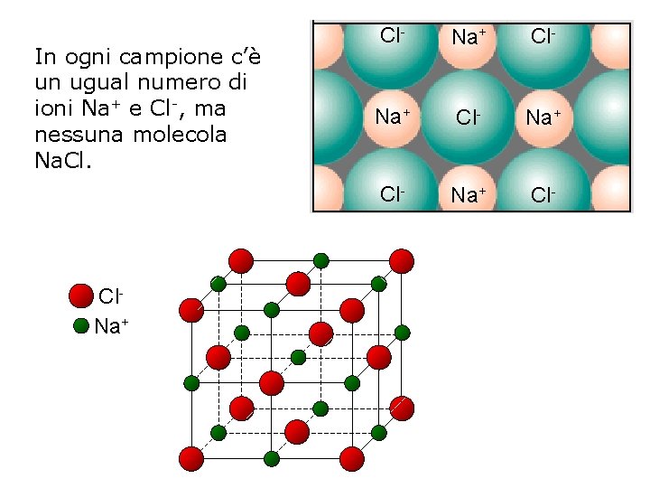 In ogni campione c’è un ugual numero di ioni Na+ e Cl-, ma nessuna