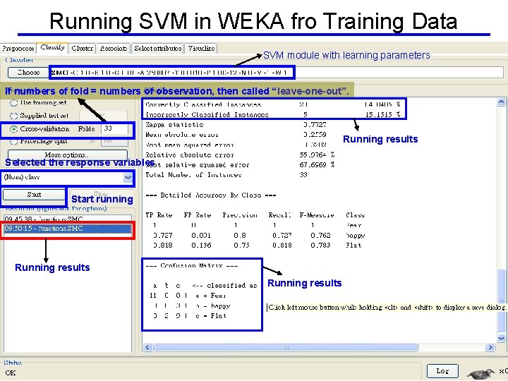 Running SVM in WEKA fro Training Data SVM module with learning parameters If numbers
