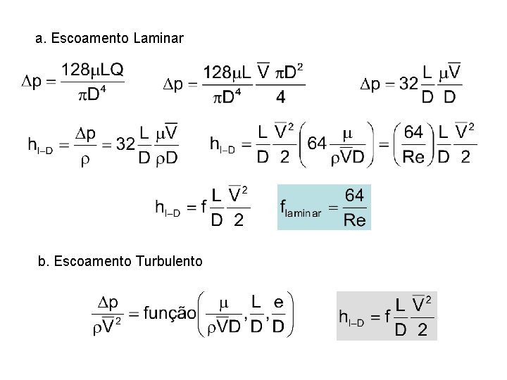 a. Escoamento Laminar b. Escoamento Turbulento a. Escoamento Laminar b. Escoamento Turbulento