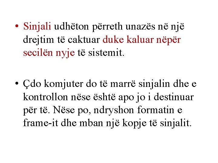  • Sinjali udhëton përreth unazës në një drejtim të caktuar duke kaluar nëpër