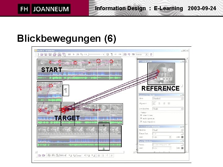 Information Design : E-Learning 2003 -09 -24 Blickbewegungen (6) START REFERENCE TARGET 