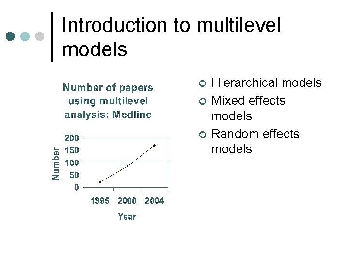 Introduction to multilevel models ¢ ¢ ¢ Hierarchical models Mixed effects models Random effects