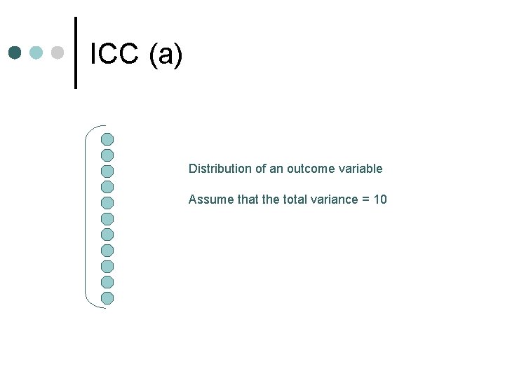 ICC (a) Distribution of an outcome variable Assume that the total variance = 10
