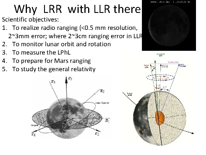 Why LRR with LLR there ? Scientific objectives: 1. To realize radio ranging (<0.