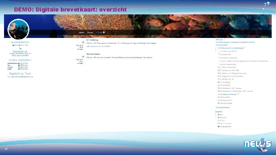 DEMO: Digitale brevetkaart: overzicht 27 