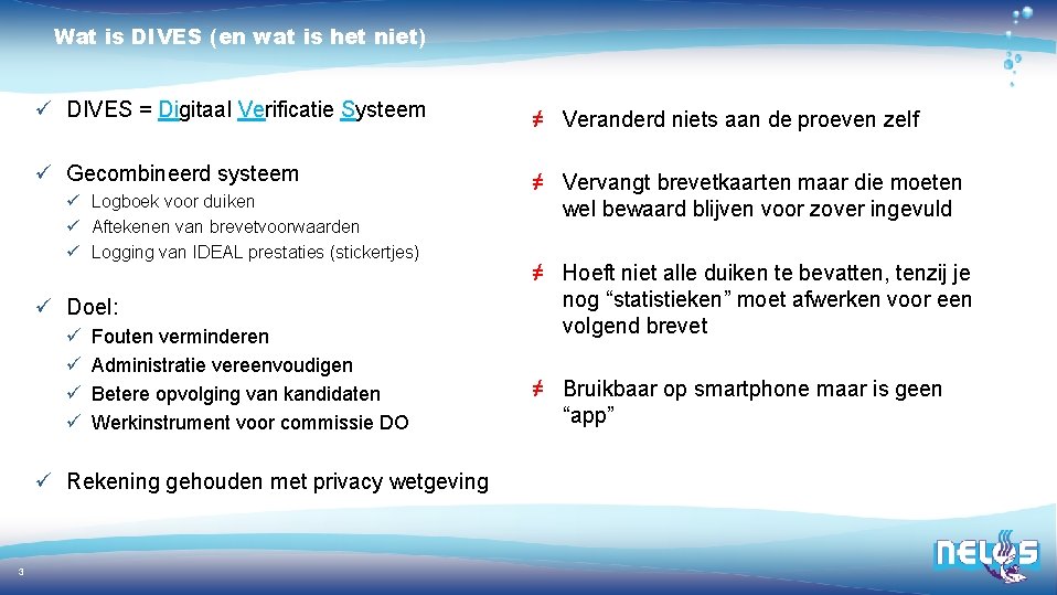 Wat is DIVES (en wat is het niet) ü DIVES = Digitaal Verificatie Systeem