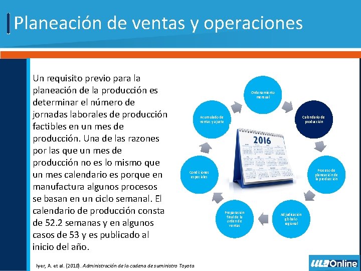 Planeación de ventas y operaciones Un requisito previo para la planeación de la producción