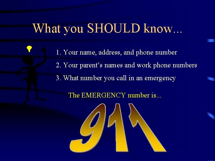 What you SHOULD know. . . 1. Your name, address, and phone number 2. What you SHOULD know. . . 1. Your name, address, and phone number 2.