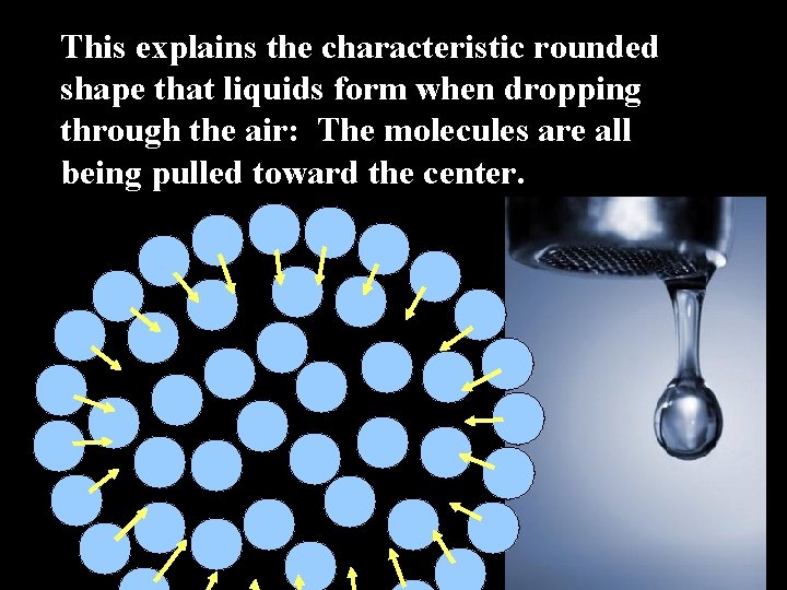 This explains the characteristic rounded shape that liquids form when dropping through the air: