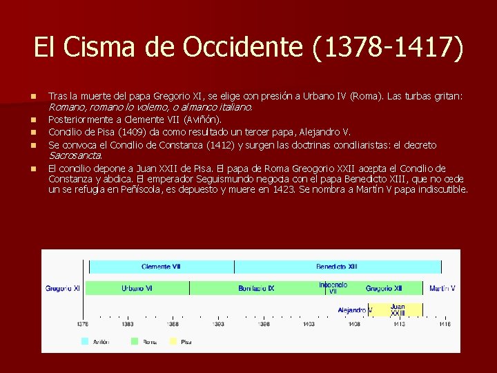 El Cisma de Occidente (1378 -1417) n Tras la muerte del papa Gregorio XI,