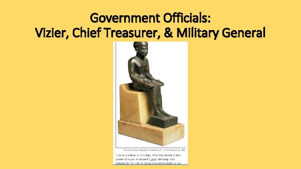 Government Officials: Vizier, Chief Treasurer, & Military General Government Officials: Vizier, Chief Treasurer, & Military General