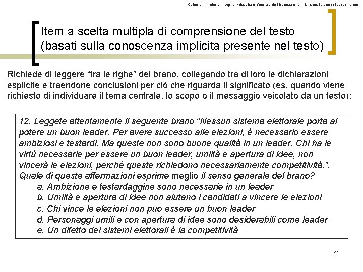 Roberto Trinchero – Dip. di Filosofia e Scienze dell’Educazione – Università degli studi di