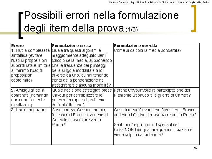 Roberto Trinchero – Dip. di Filosofia e Scienze dell’Educazione – Università degli studi di