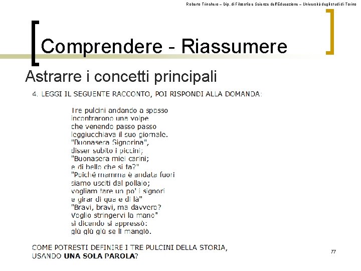 Roberto Trinchero – Dip. di Filosofia e Scienze dell’Educazione – Università degli studi di
