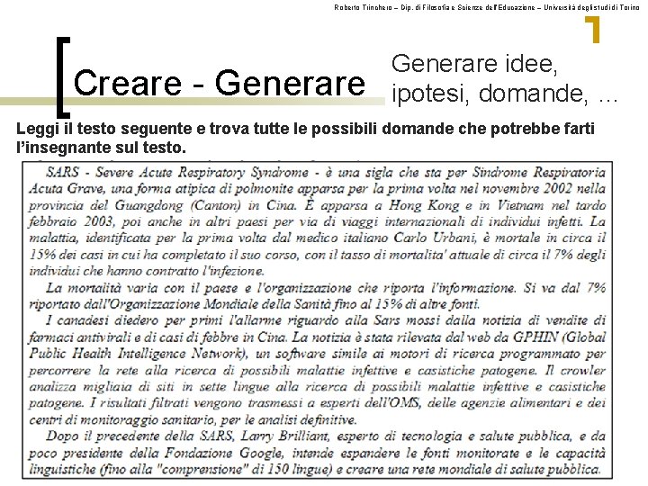 Roberto Trinchero – Dip. di Filosofia e Scienze dell’Educazione – Università degli studi di