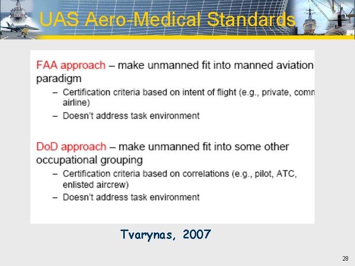 UAS Aero-Medical Standards Tvarynas, 2007 28 