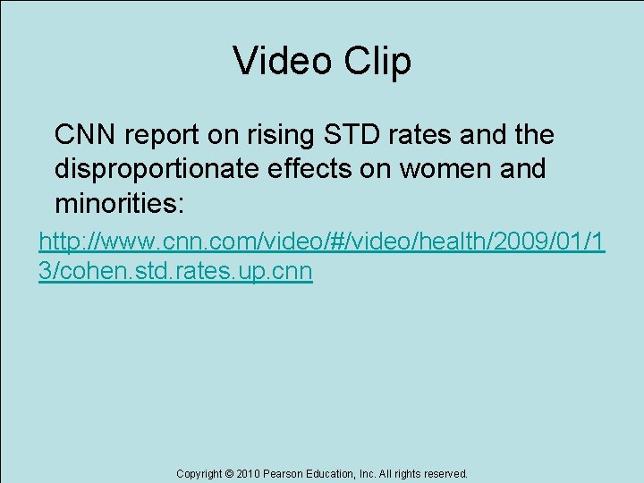 Video Clip CNN report on rising STD rates and the disproportionate effects on women
