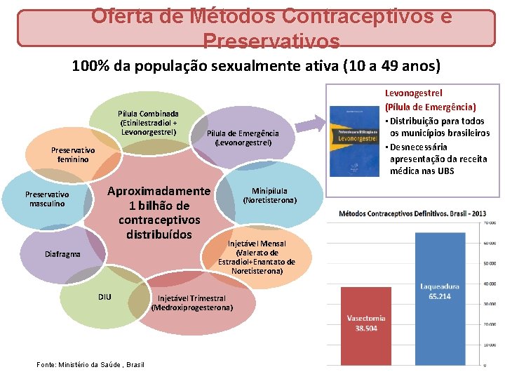 Oferta de Métodos Contraceptivos e Preservativos 100% da população sexualmente ativa (10 a 49