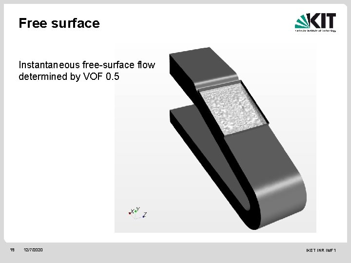 Free surface Instantaneous free-surface flow determined by VOF 0. 5 19 12/7/2020 IKET INR