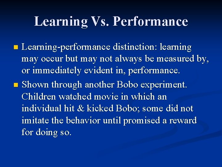 Learning Vs Performance Graph Module 9 Learning Three Kinds of Learning 1