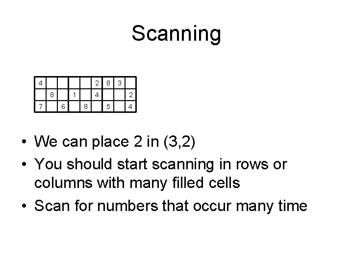 Scanning 4 2 8 3 8 1 4 2 7 6 8 5 4 Scanning 4 2 8 3 8 1 4 2 7 6 8 5 4