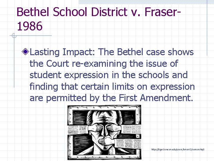 Bethel School District v. Fraser 1986 Lasting Impact: The Bethel case shows the Court