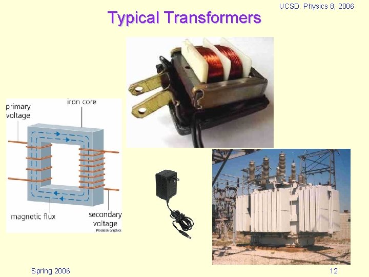 Typical Transformers Spring 2006 UCSD: Physics 8; 2006 12 Typical Transformers Spring 2006 UCSD: Physics 8; 2006 12