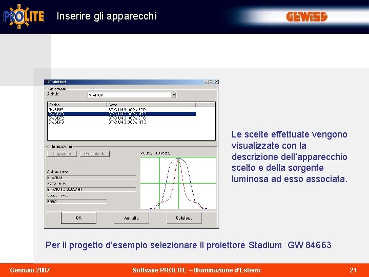 Inserire gli apparecchi Le scelte effettuate vengono visualizzate con la descrizione dell’apparecchio scelto e