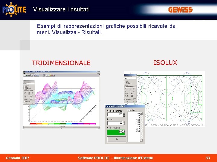 Visualizzare i risultati Esempi di rappresentazioni grafiche possibili ricavate dal menù Visualizza - Risultati.
