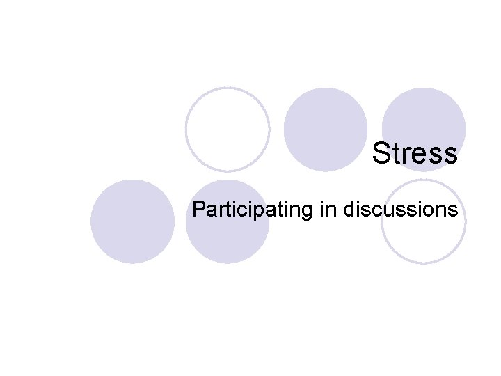 Stress Participating in discussions 