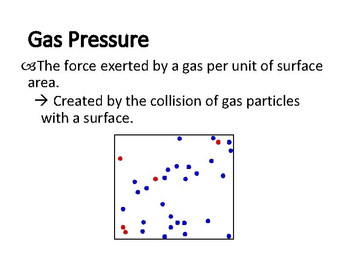 Gas Pressure The force exerted by a gas per unit of surface area. Created Gas Pressure The force exerted by a gas per unit of surface area. Created