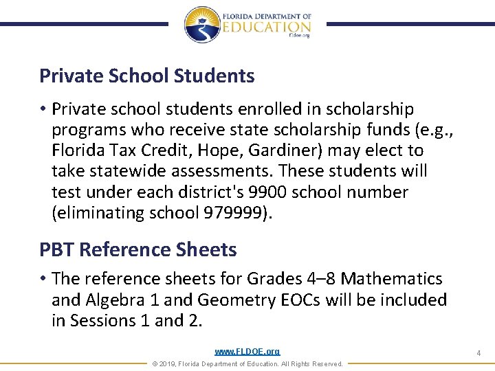Private School Students • Private school students enrolled in scholarship programs who receive state Private School Students • Private school students enrolled in scholarship programs who receive state