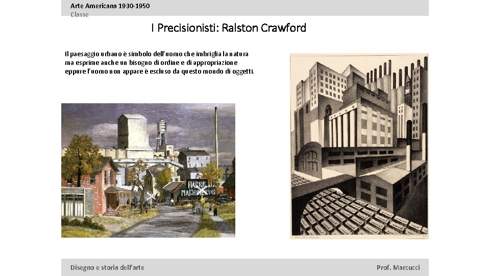Arte Americana 1930 -1950 Classe I Precisionisti: Ralston Crawford Il paesaggio urbano è simbolo