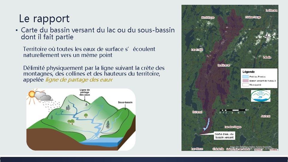 Le rapport ▪ Carte du bassin versant du lac ou du sous-bassin dont il