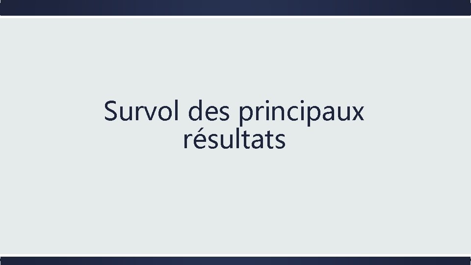 Survol des principaux résultats 