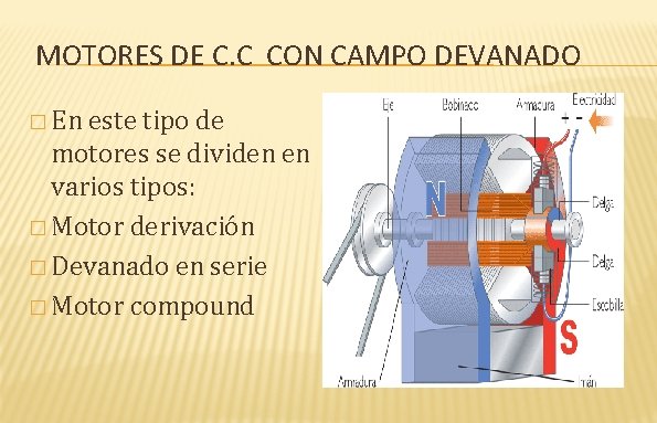 MOTORES DE C. C CON CAMPO DEVANADO � En este tipo de motores se