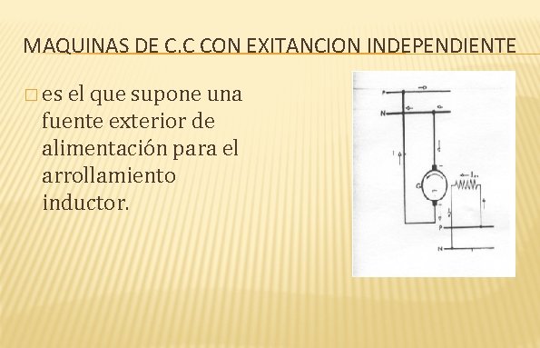 MAQUINAS DE C. C CON EXITANCION INDEPENDIENTE � es el que supone una fuente