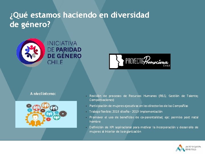 ¿Qué estamos haciendo en diversidad de género? A nivel interno: • Revisión de procesos