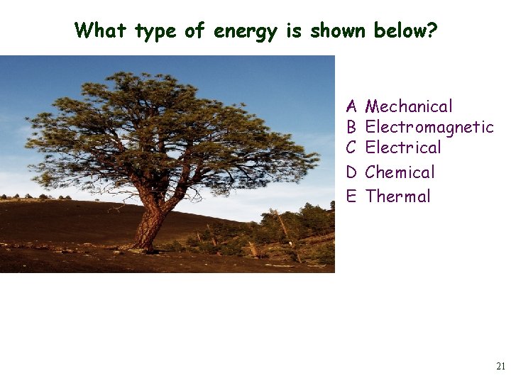 What type of energy is shown below? A B C D E Mechanical Electromagnetic