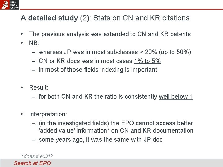 A detailed study (2): Stats on CN and KR citations • The previous analysis