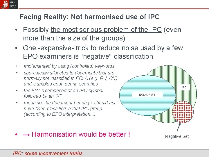 Facing Reality: Not harmonised use of IPC • Possibly the most serious problem of