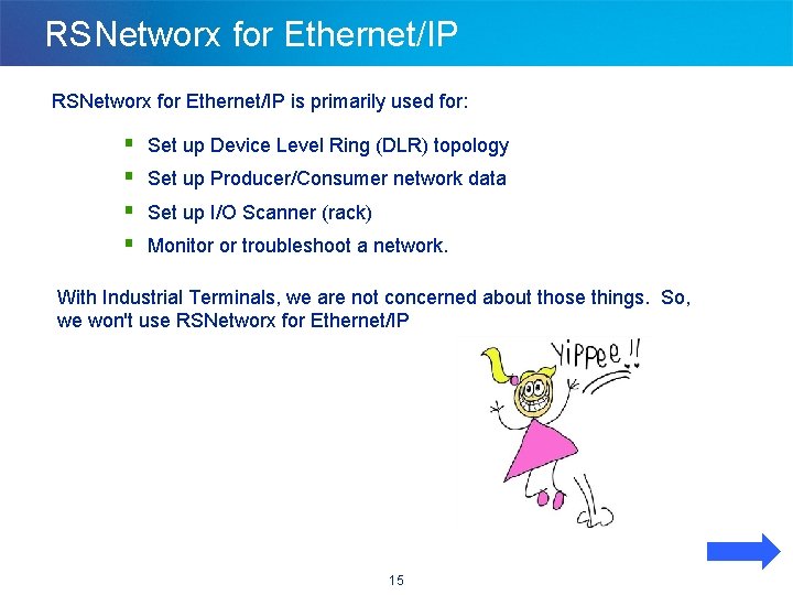 RSNetworx for Ethernet/IP is primarily used for: § § Set up Device Level Ring