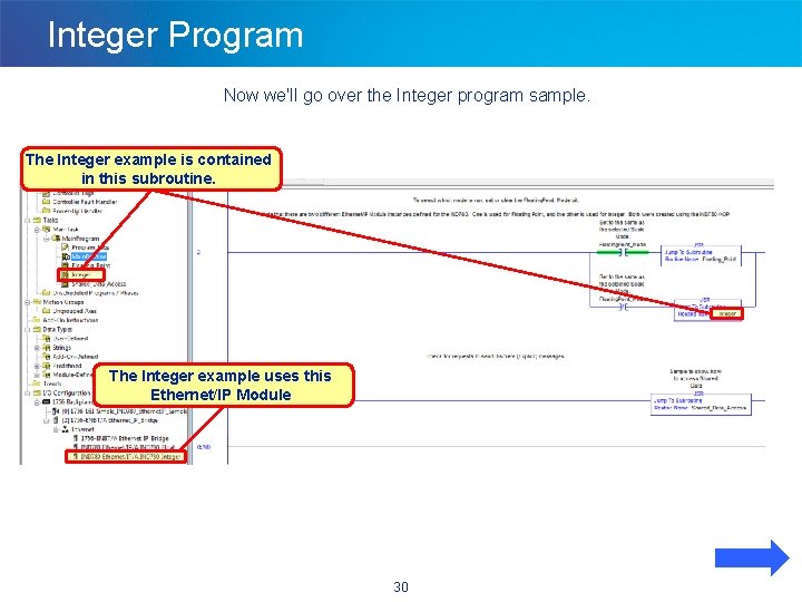 Integer Program Now we'll go over the Integer program sample. The Integer example is