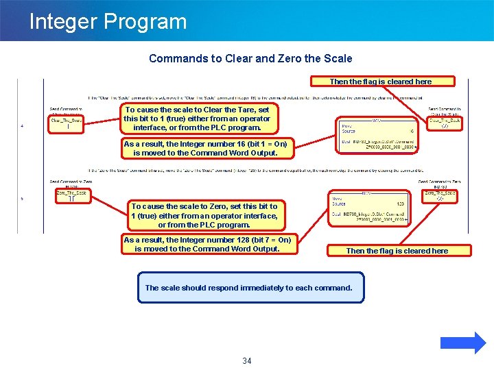 Integer Program Commands to Clear and Zero the Scale Then the flag is cleared